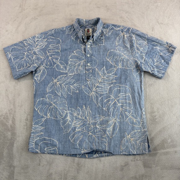 Tori Richard Other - Tori Richard Hawaiian PopOver Shirt in Blue Reverse Print Men Large Blue Floral